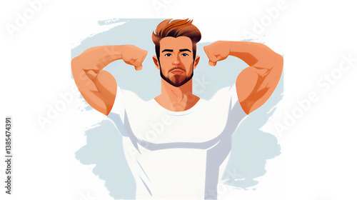 筋肉をアピールする男性のイラスト