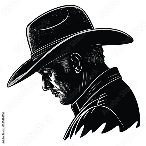 Profile of Man in Cowboy Hat