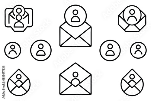 Email Client Line Art Concept for Artistic Visual Design Work 