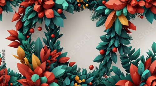 christmas wreath on a red background