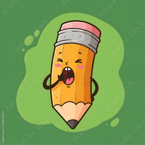 Illustration of a Tired Cartoon Pencil.