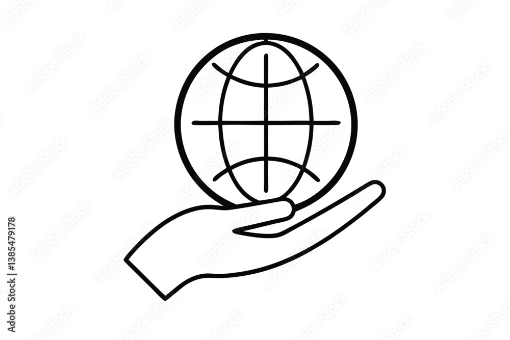 Naklejka premium illustration of a hand holding globe