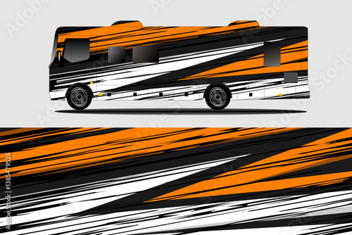 Vibrant and Dynamic RV Design with Striking Black and Orange Stripes for Travel Adventures