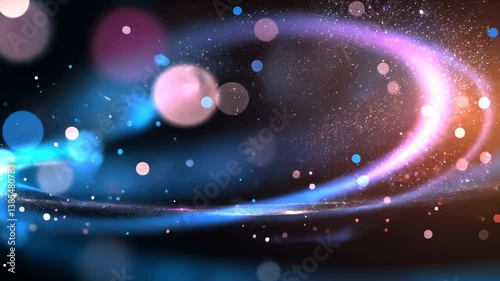 Abstract cosmic swirl, vibrant colors, bokeh lights, glowing nebula, fantasy space, digital art, light trail, energy, magical, dreamy, celestial, otherworldly