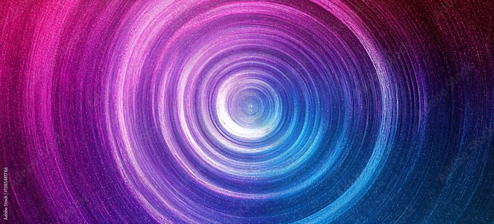 Obraz premium Abstract Circular Pink Blue Pattern, Concentric Gradient Texture with Fine Lines