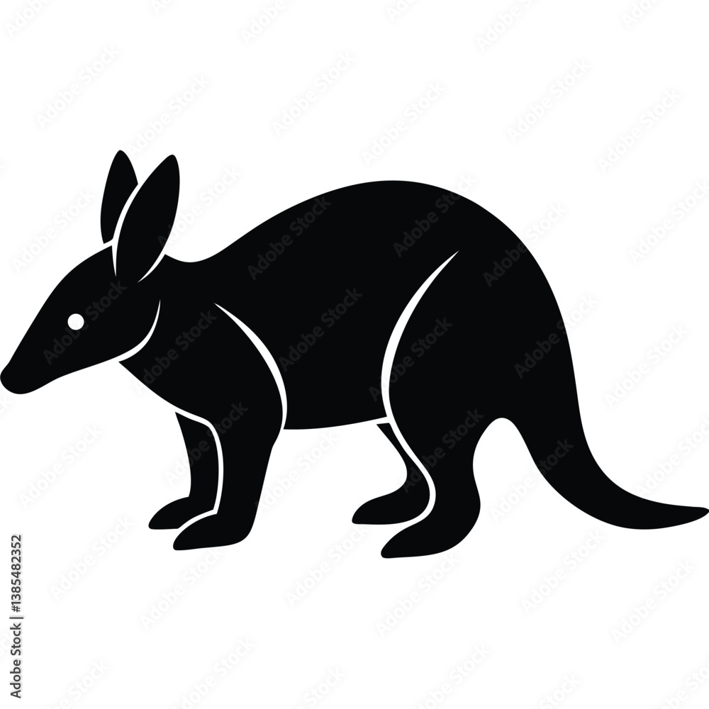Fototapeta premium Aardvark silhouette vector illustration Aardvark plans black colour vector, Aardvark silhouette icon, aardvark silhouette black silhouette vector, Aardvark silhouette vector illustration.