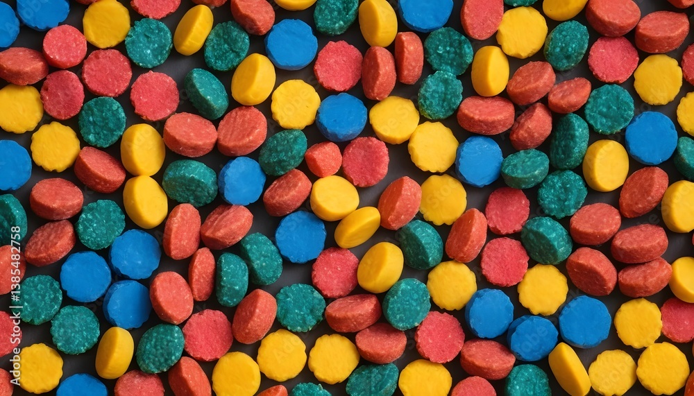 A colorful collection of heart-shaped candy in various bright colors ideal for valentine's day or sweet occasions