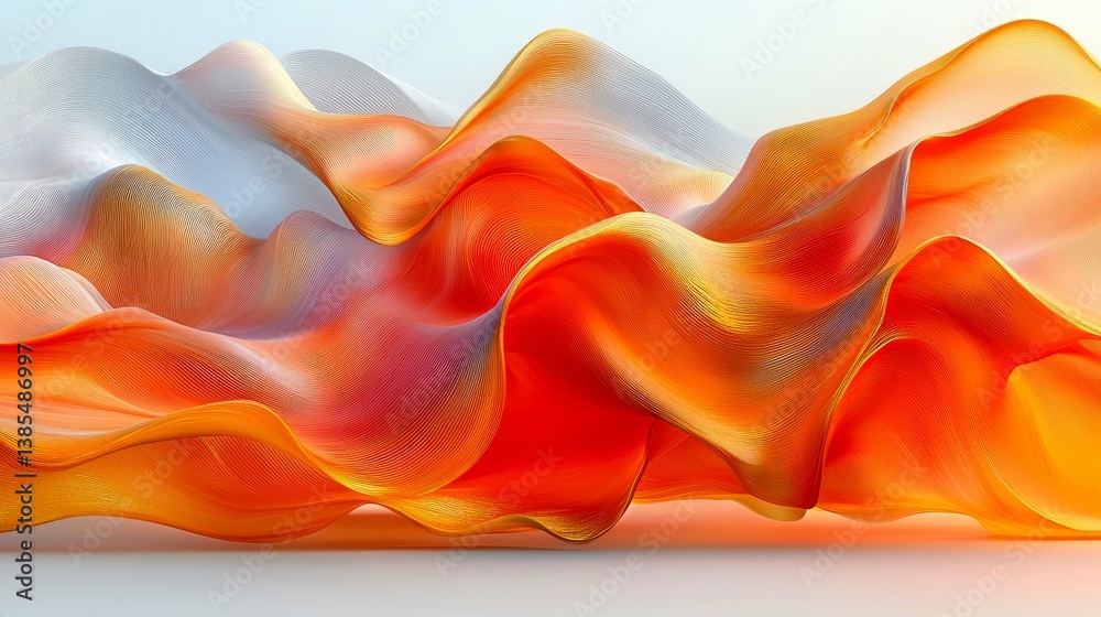 Fototapeta premium Abstract Orange Waves: Dynamic Flowing Fluid Motion, Vibrant Energy, Digital Art