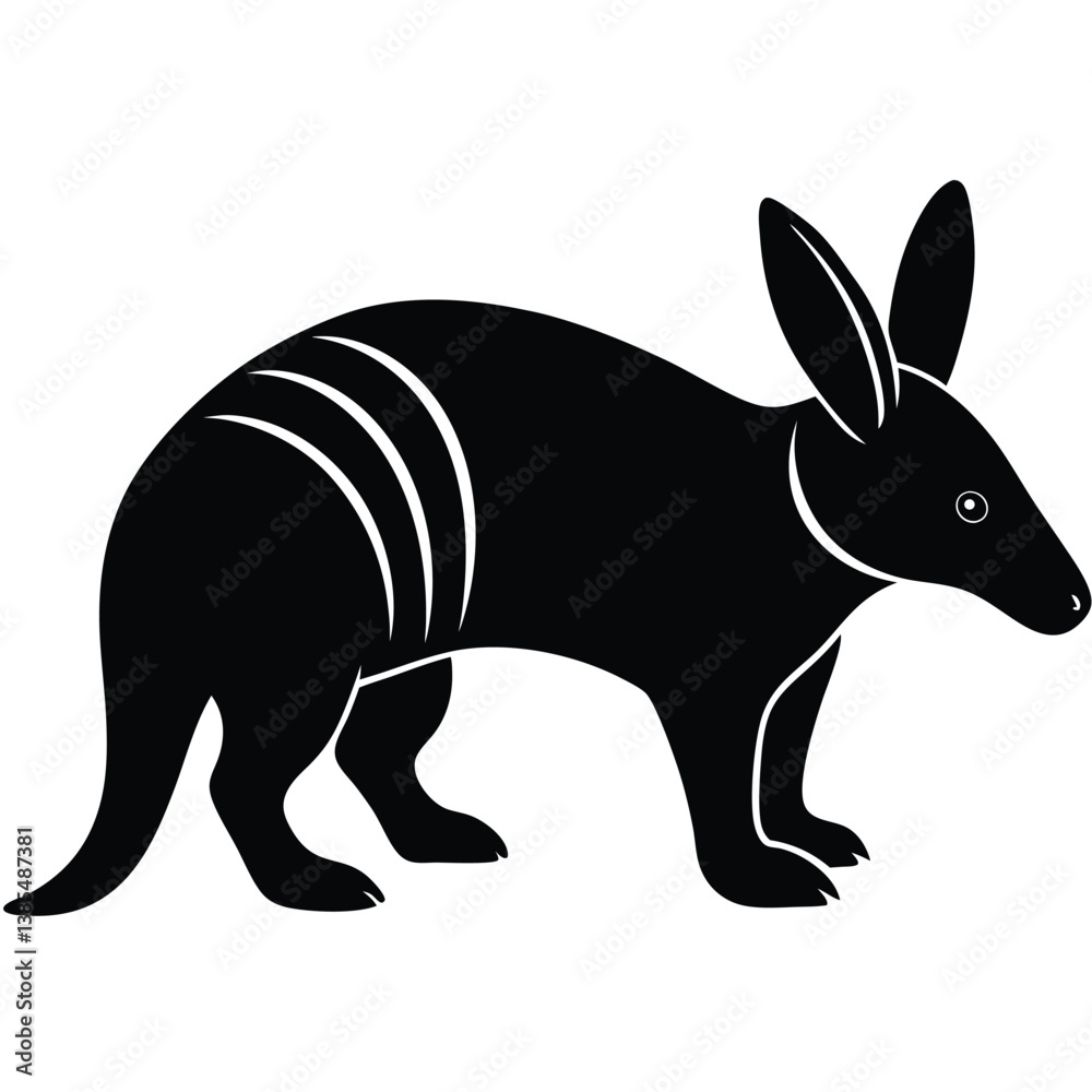 Fototapeta premium Aardvark silhouette vector illustration Aardvark plans black colour vector, Aardvark silhouette icon, aardvark silhouette black silhouette vector, Aardvark silhouette vector illustration.