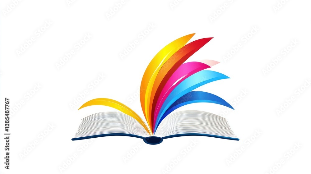 Colorful open book graphic design, education, learning Colorful open book graphic design, education, learning