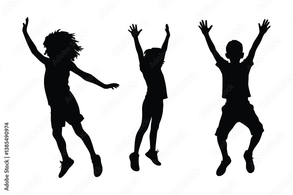Fototapeta premium silhouette of children jumping.