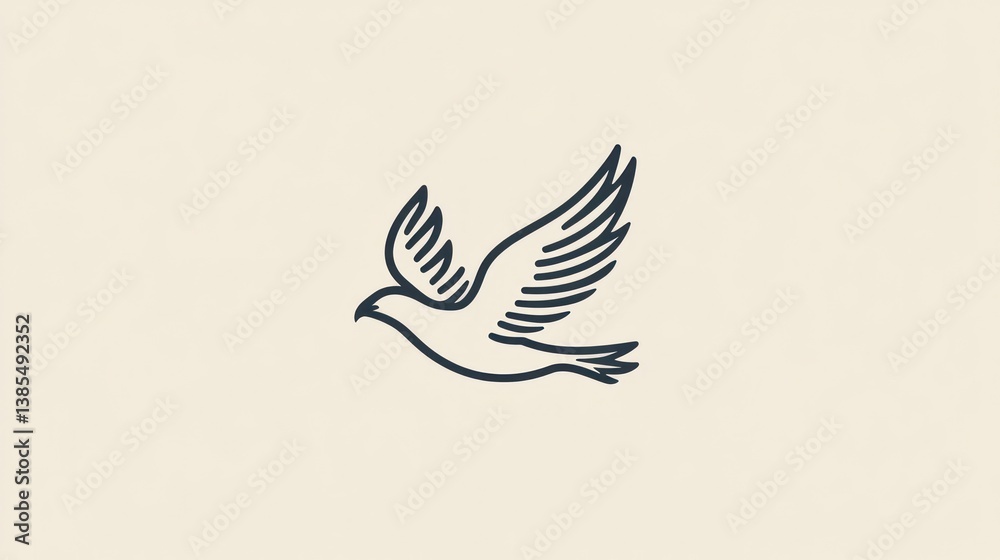 Simple line art of a flying bird Simple line art of a flying bird