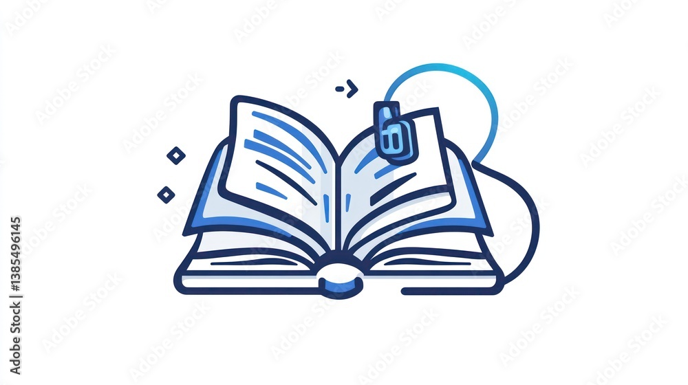 Open Book with Audiobook Symbol, Education, Learning, Digital Open Book with Audiobook Symbol, Education, Learning, Digital