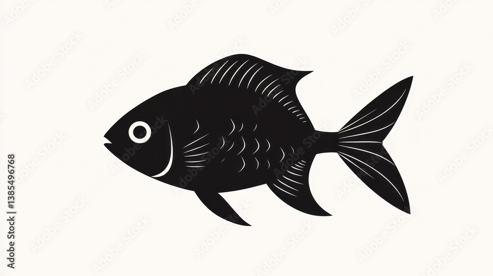 Fototapeta premium Silhouette of a Fish, Simple, Clean Design, Suitable for Logo or Icon