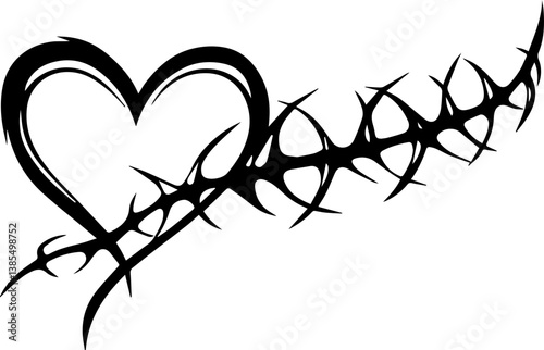 Tribal Thorn Heart Tattoo Style