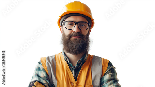 construction worker with helmet isolated on white background 