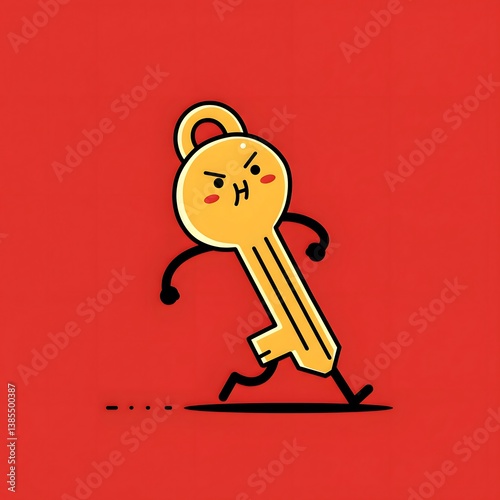 Illustration of a Determined Cartoon key.