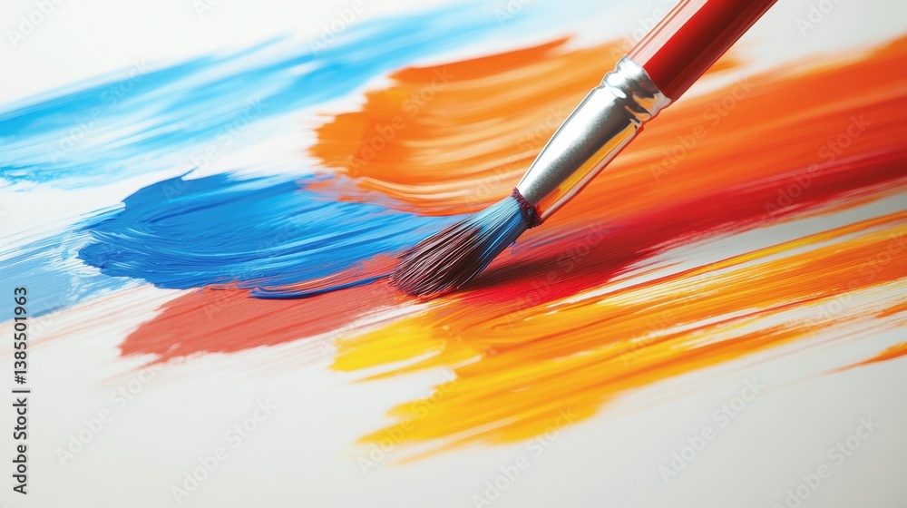 Obraz premium A child creating bold strokes with crayons on a large sheet of paper.