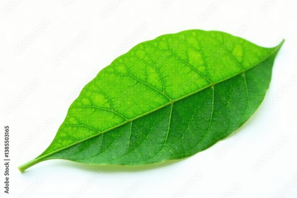 Obraz premium Green leaf isolated on white background with soft focus effect, nature, botanical