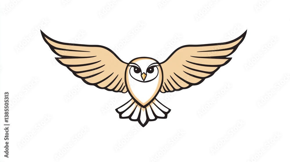 Fototapeta premium Cartoon owl in flight, vector graphic design, perfect for a logo or children's book