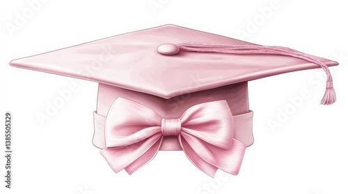 Pink Graduation Cap with Bow Clipart Design