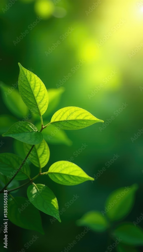 Leaves on the stem curve towards sunlight and shadow, greenery,, branches Leaves on the stem curve towards sunlight and shadow, greenery,, branches