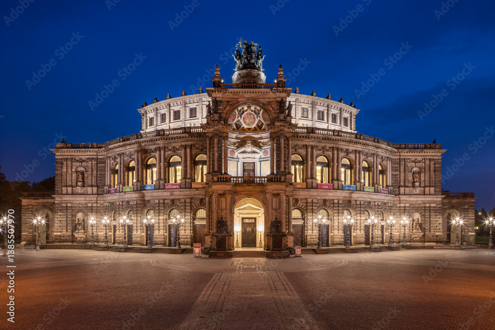 Semperoper (opera house) Dresden at night, Saxony, Germany Semperoper (opera house) Dresden at night, Saxony, Germany