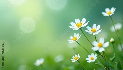 Delicate white wildflowers on pristine background, macro, beauty