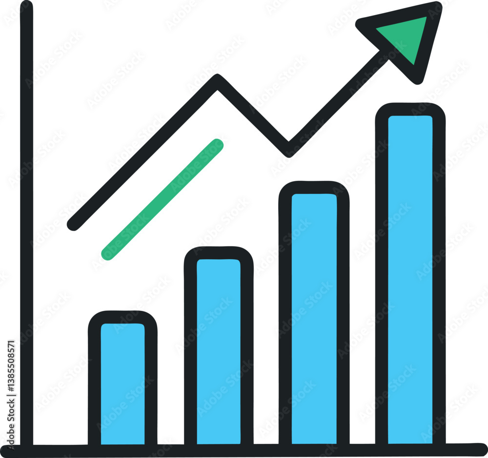 Colorful growth chart icon in flat design, representing business success, financial growth, and data trends — perfect for reports, dashboards, and web or graphic design projects. Colorful growth chart icon in flat design, representing business success, financial growth, and data trends — perfect for reports, dashboards, and web or graphic design projects.