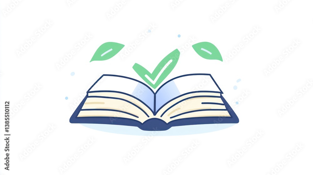 Open book with leaves, symbol of knowledge and growth, educational concept Open book with leaves, symbol of knowledge and growth, educational concept