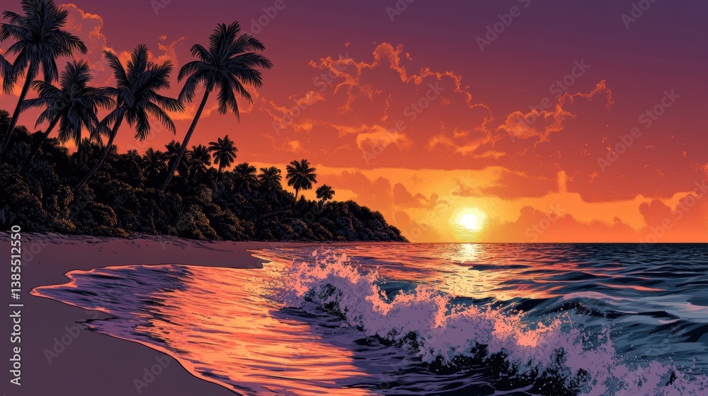 Obraz premium The holiday of Summer with colorful theme as palm trees background as texture frame background 