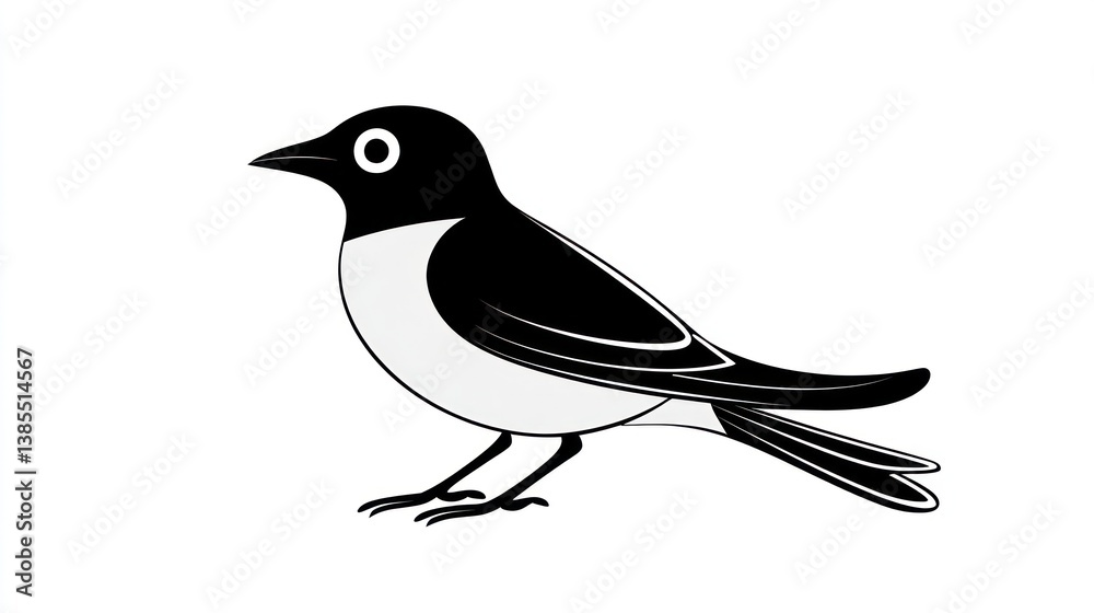 Obraz premium Simple black and white drawing of a bird (1)