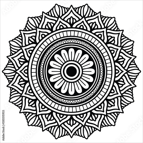 Beautiful mandala design for coloring book. Art on the wall. Decorative pattern in oriental style. 