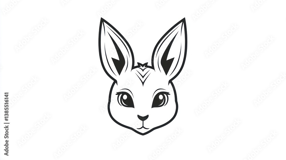 Obraz premium Cute rabbit head graphic design, artistic, simple, for logo, or print use