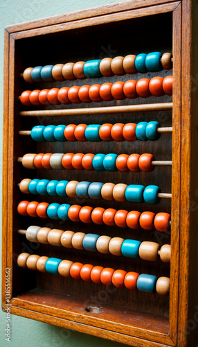 old abacus on wooden background