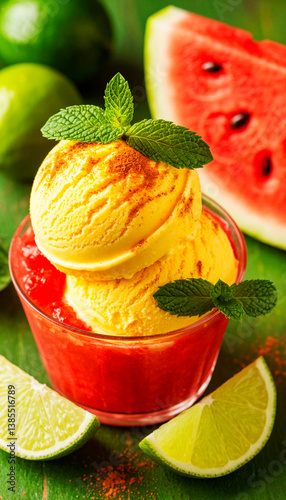 ice cream with fruits