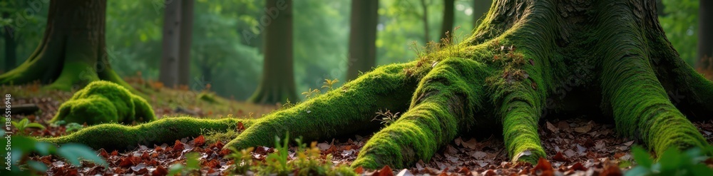 Ancient, moss-covered tree trunk, Iceland woods, vertical, tree, environment Ancient, moss-covered tree trunk, Iceland woods, vertical, tree, environment