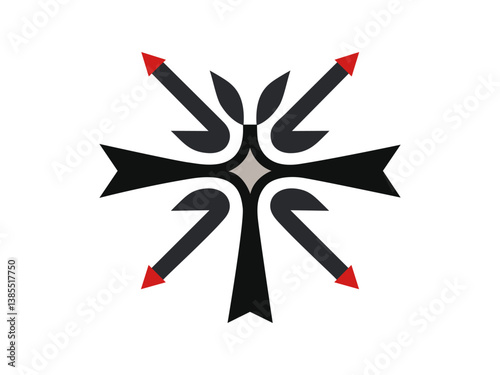 a single, symmetrical abstract icon or symbol