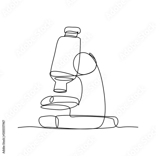 Continuous Line Drawing of a Microscope