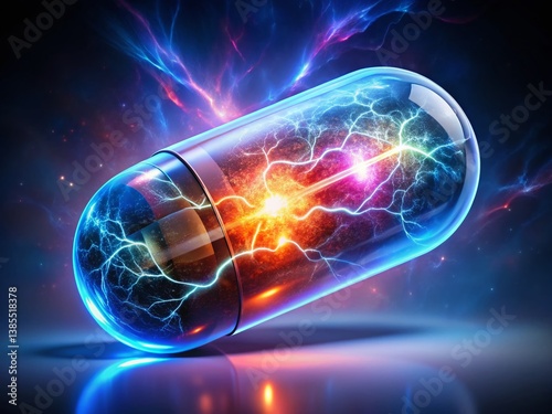 Wallpaper Mural Glowing Radioactive Pill Capsule: Medical Science & Nuclear Medicine Stock Photo Torontodigital.ca