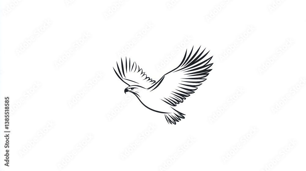 Obraz premium Monoline drawing of a soaring eagle