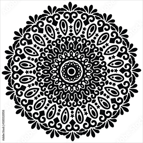 Beautiful mandala design for coloring book. Art on the wall. Decorative pattern in oriental style. 