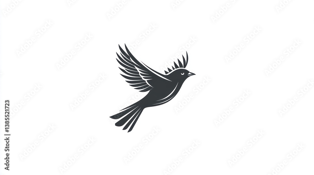 Obraz premium Stylized bird in flight; simple graphic design; clean background; possible use as logo or icon