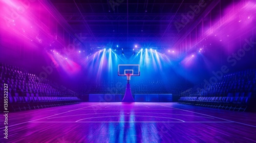 Vibrant basketball arena with highlighted by dynamic lighting for sports and event design