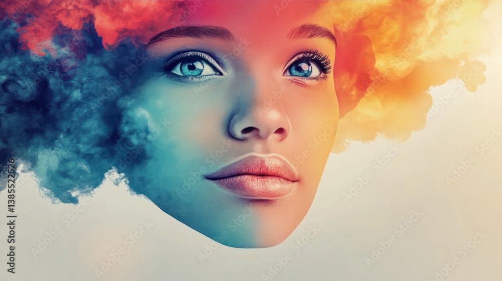 Fototapeta premium Vibrant Abstract Portrait with Rich Details and Sepiatone Aesthetic