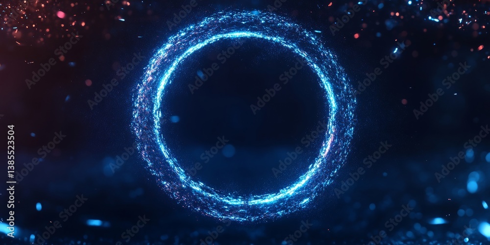 digital cloud computing logo with particle ring circle , futuristic abstract background, illustration