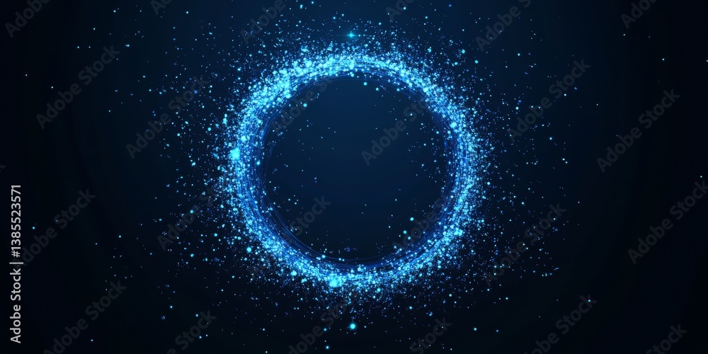digital cloud computing logo with particle ring circle , futuristic abstract background, illustration