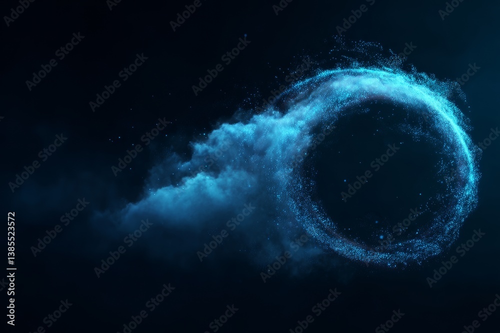 digital cloud computing logo with particle ring circle , futuristic abstract background, illustration