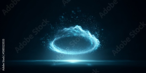 Obraz na płótnie digital cloud computing logo with particle ring circle , futuristic abstract background, illustration
w salonie