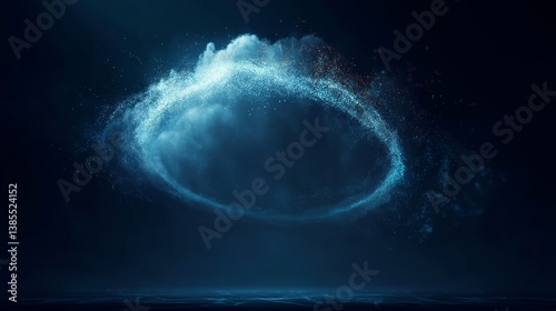 Obraz na płótnie digital cloud computing logo with particle ring circle , futuristic abstract background, illustration
w salonie